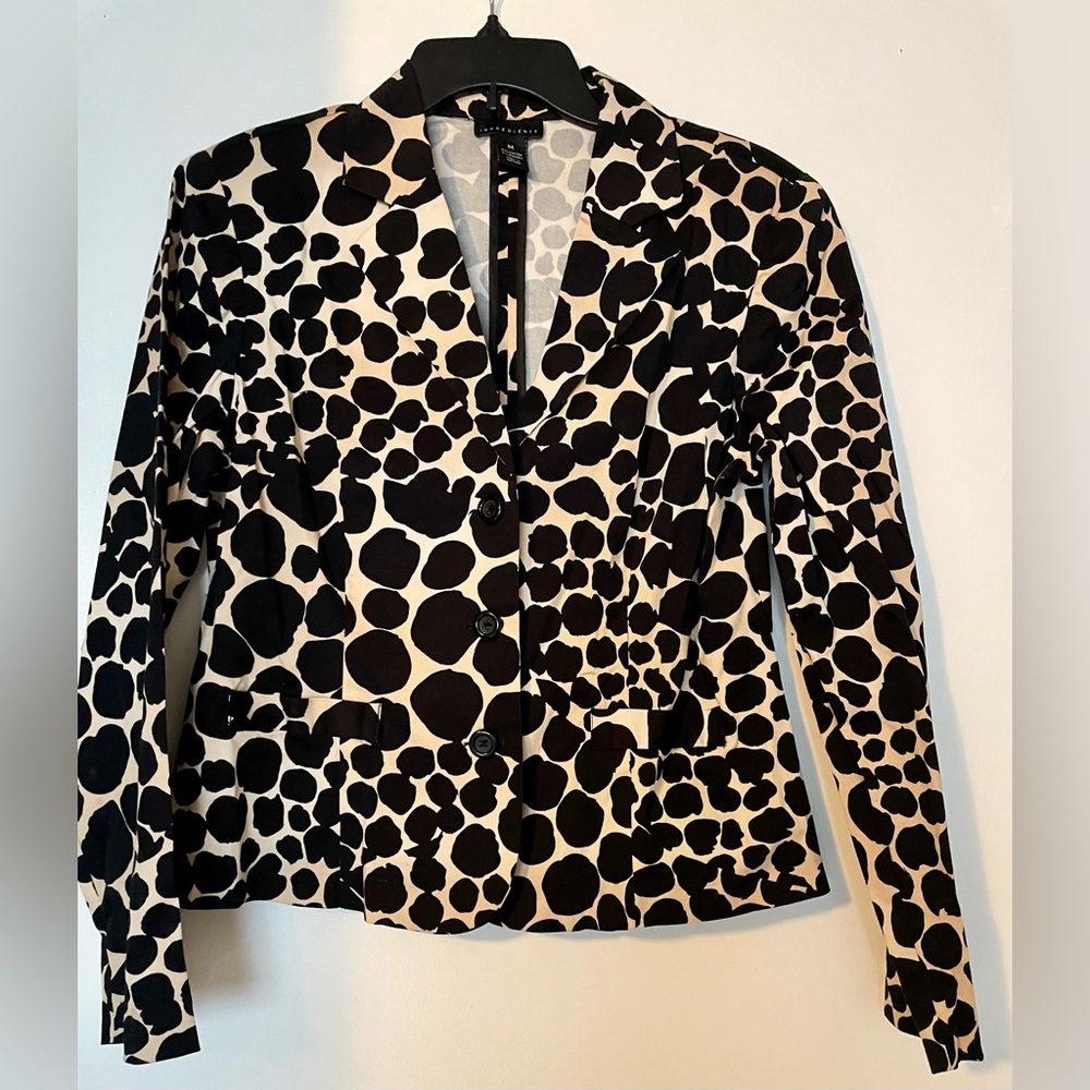 Black & Cream Textured Cotton Blazer